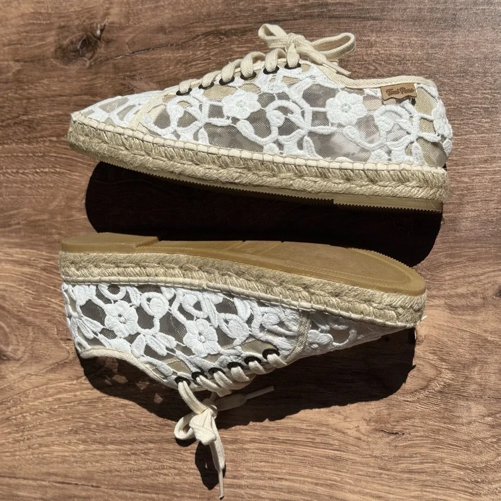 Toni Pons Origens Far Espadrille Ivory White Lace Sneakers Boho Cottagecore  7.5